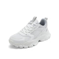 White chunky mesh lace-up trainer, side view