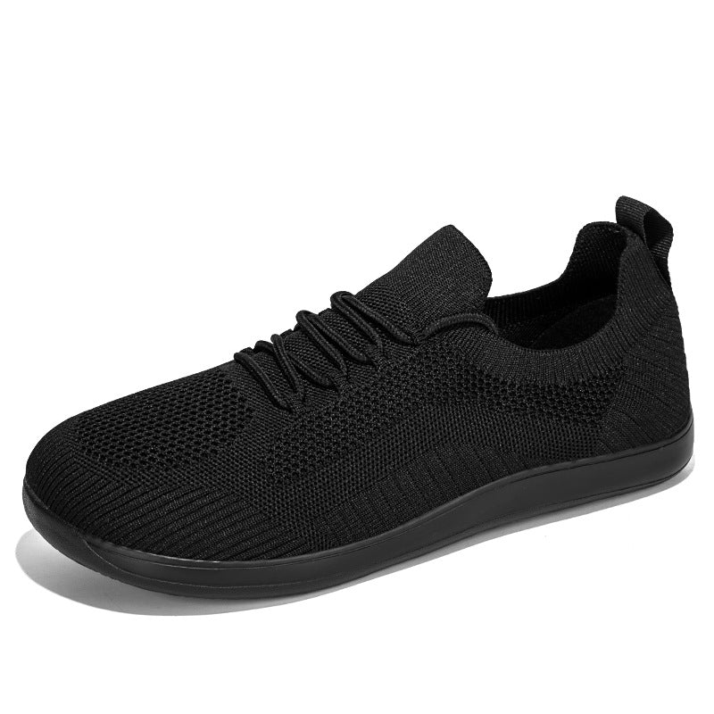 All-black knit lace-up sneaker, side view